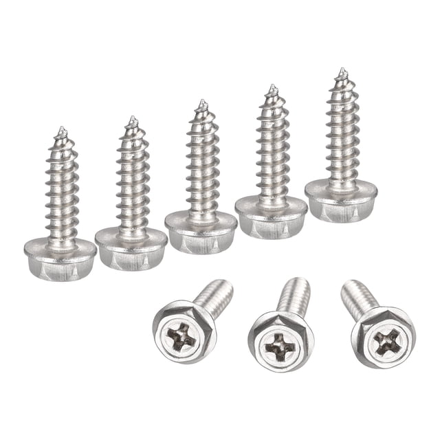 Unique Bargains Rondelle Hexagonale Phillips en Acier Inoxydable 304 M4 x 16 mm à Vis Autotaraudeuses, Lot de 25