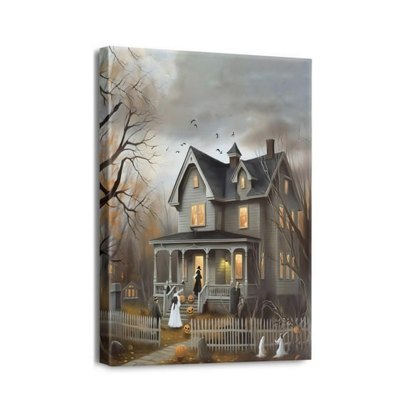 Halloween Farmhouse Castle Bedroom Wall Decor Bathroom Pictures Wall Decor Canvas Prints Artwork for Bathroom Office Bedroom 12"x16"