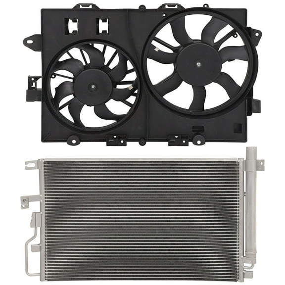 cciyu 3468 Condenser and 621-052 Cooling Fan Replacement for 2006-2008 for Chevrolet for Equinox 2006-2008 for Pontiac for Torrent