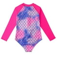 thumbnail image 5 of 2 Pack Girls Long Sleeve Rash Guards One-Piece Swimsuit with Hairband Bathing Suit Swimwear 2-10T, 5 of 7