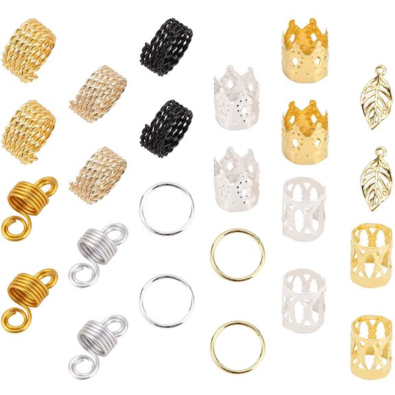 DECOMELODY 200Pcs Mixed Alloy Hair Cuffs for Dreadlocks Beads Jewelry Creation African Style Party Use