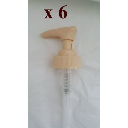 (6) Tan Plastic Lotion or Soap Dispensing Pumps