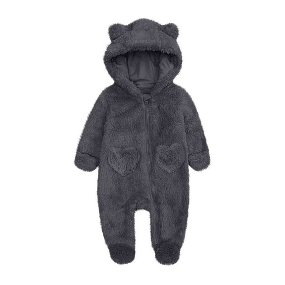 NAISIBABY Baby Boys Girls Fleece Jumpsuit, Winter Warm Super Soft Full Zipper Newborn One-Piece Romper Clothes Dark Gray 3Months
