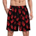 thumbnail image 1 of NICKSUN Shorts de Pyjama Amusants pour Hommes, Bas de Pyjama Courts Doux avec Poches, Imprimé Main Rouge, P, 1 of 6