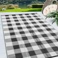 thumbnail image 3 of Twister.CK Waterproof Outdoor Rug for Patio 8' x 10', Reversible Plastic Straw Camping Rug Carpet, RV Mat, for Deck, Backyard, Balcony, Porch, Beach, Black & White, 3 of 9