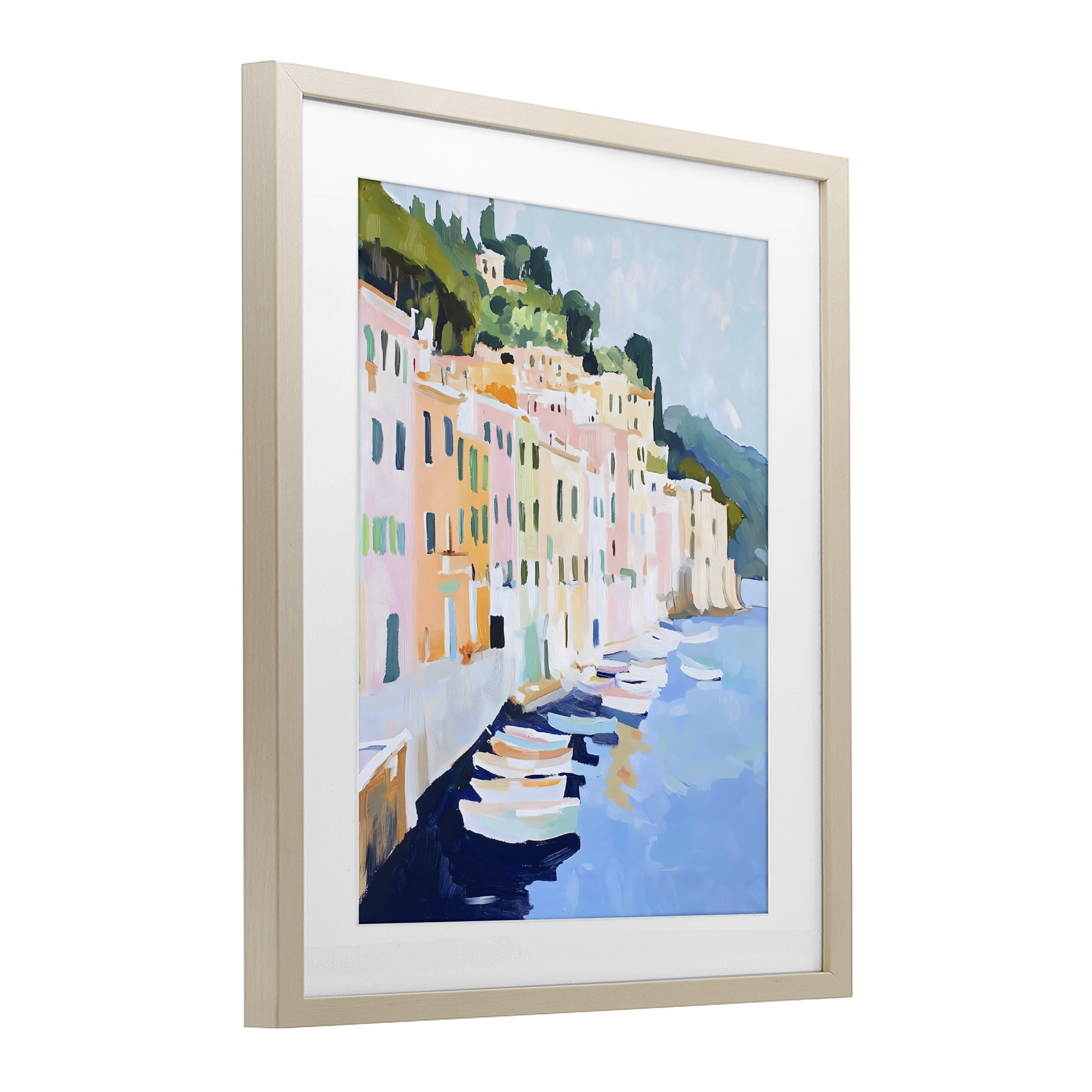 Stupell Industries Portofino Harbor View Birch Framed Print Under Glass, design by The Prints Vibe