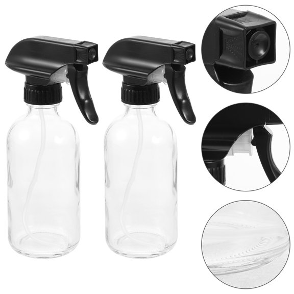 WHAMVOX 2pcs Hand Pressure Spray Bottle Spray Bottle Glass Spray Bottle Big Capacity Glass Bottle (250ml, Transparent)