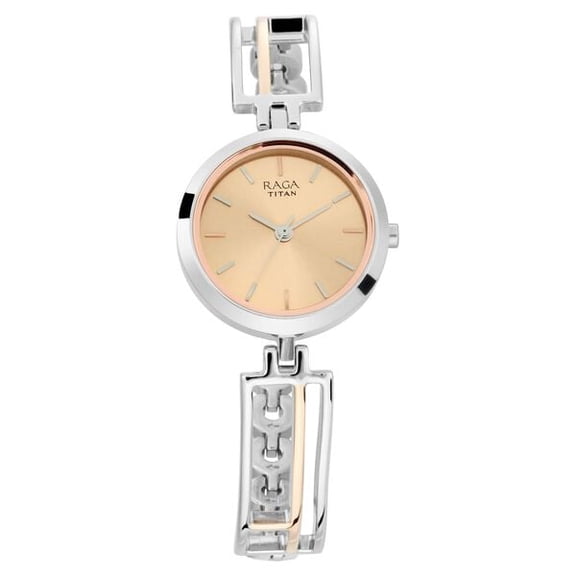 Titan Raga Viva Rose Gold Dial Metal Strap Watch for Women 