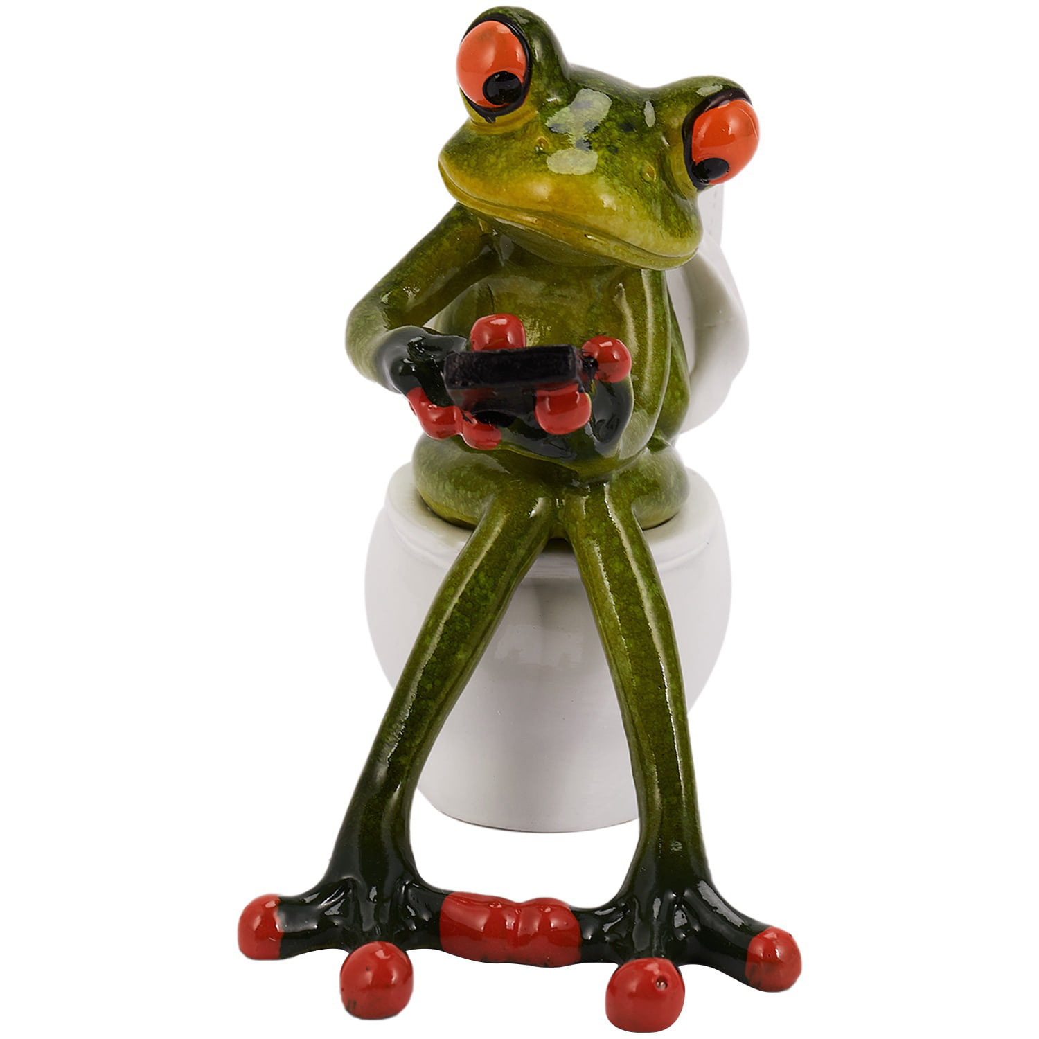 Resin Frog Figurines 3D Cute Crafts Sitting Toilet Ornaments Home Decor A 