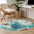 thumbnail image 5 of Round Rugs 3 Ft, Sea Turtle Coastal Non Slip Area Rugs for Kitchen Bedroom Entryway, Nautical Summer Coral Ocean Vintage Washable Carpet Runner Rug Floor Mats for Bedroom Home Decor, 5 of 9