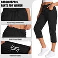 thumbnail image 5 of FEN AI Womens Cargo Capri with 8 Pockets Lightweight Quick Dry Hiking Summer Pants for Travel Casual Trousers Black, 5 of 7
