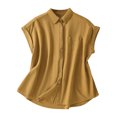 thumbnail image 1 of UAMVSH Cardigans en Coton et Lin pour Femmes Mode Coupe Ample Manches Courtes avec Poches Vestes Décontractées à Col Rabattu (Grand, Jaune), 1 of 7