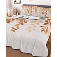 thumbnail image 3 of Quilts Twin Size Bedding Set, Orange Ombre Botanical Lightweight Quilted Comforter, Watercolor Country Leaf Rustic Soft Reversible Bedspread Coverlet with Pillow Covers for All Season, 68" x 86", 3 of 7