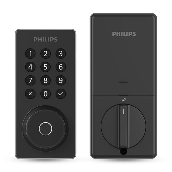 Open Box Philips Smart Wi-Fi Door Lock with Push Button Lighted Keypad Pin Code, Fingerprint Scanner, Traditional KEY and APP Access