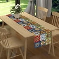 thumbnail image 3 of Linen Mexican Talavera Ceramic Tile Table Runner 90 Inches Long Mexican Fiesta Tablecloth Cinco De Mayo Party Decoration and Supplies for Home Party, 3 of 6