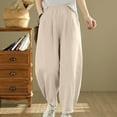 thumbnail image 2 of Posijego Women's Lounge Pants Pull on Elastic Waist Wide Leg Pants Summer Casual Trousers with Pockets, 2 of 7