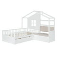 thumbnail image 4 of Harper & Bright Designs Twin Size House Bed with Sofa, Platform Bed with Two Drawers and Storage Shelf, White, 4 of 9