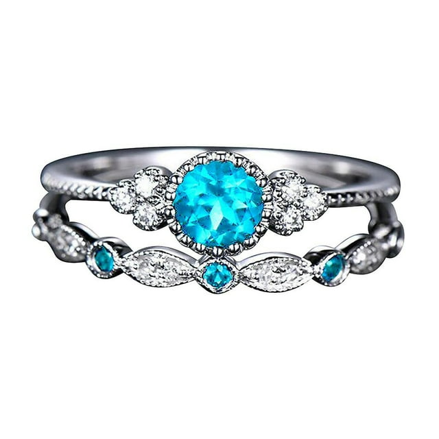 Anillo HUOGUO Fashion Diamond para mujer, juego de 2 piezas, tamaños 5-10