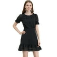 thumbnail image 1 of INSPIRE CHIC Robe Courte Trapèze de Fête pour Femme à Ourlet Volanté, Manches Bouffantes Courtes, 1 of 6