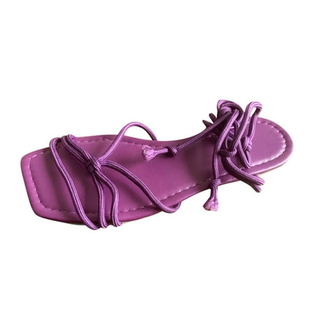 

new home gifts for home Fashion Women s Casual Shoes Breathable Flats Lace-up Outdoor Leisure Sandals PU Purple