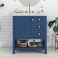 thumbnail image 2 of EUROCO 30" Bathroom Vanity with Ceramic Sink,Modern Bathroom Sink Cabinet with Open Shelf,Side Storage,2 Drawers Solid Wood Frame Bathroom Vanities, 2 of 8