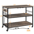 thumbnail image 5 of Yaheetech Rolling Kitchen Island with 3 Shelves and Power Outlets,Taupe Wood, 5 of 8