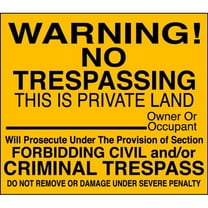 Lyle Rflctv No Trespassing Warn Sign,12x12in NT-035-12HA