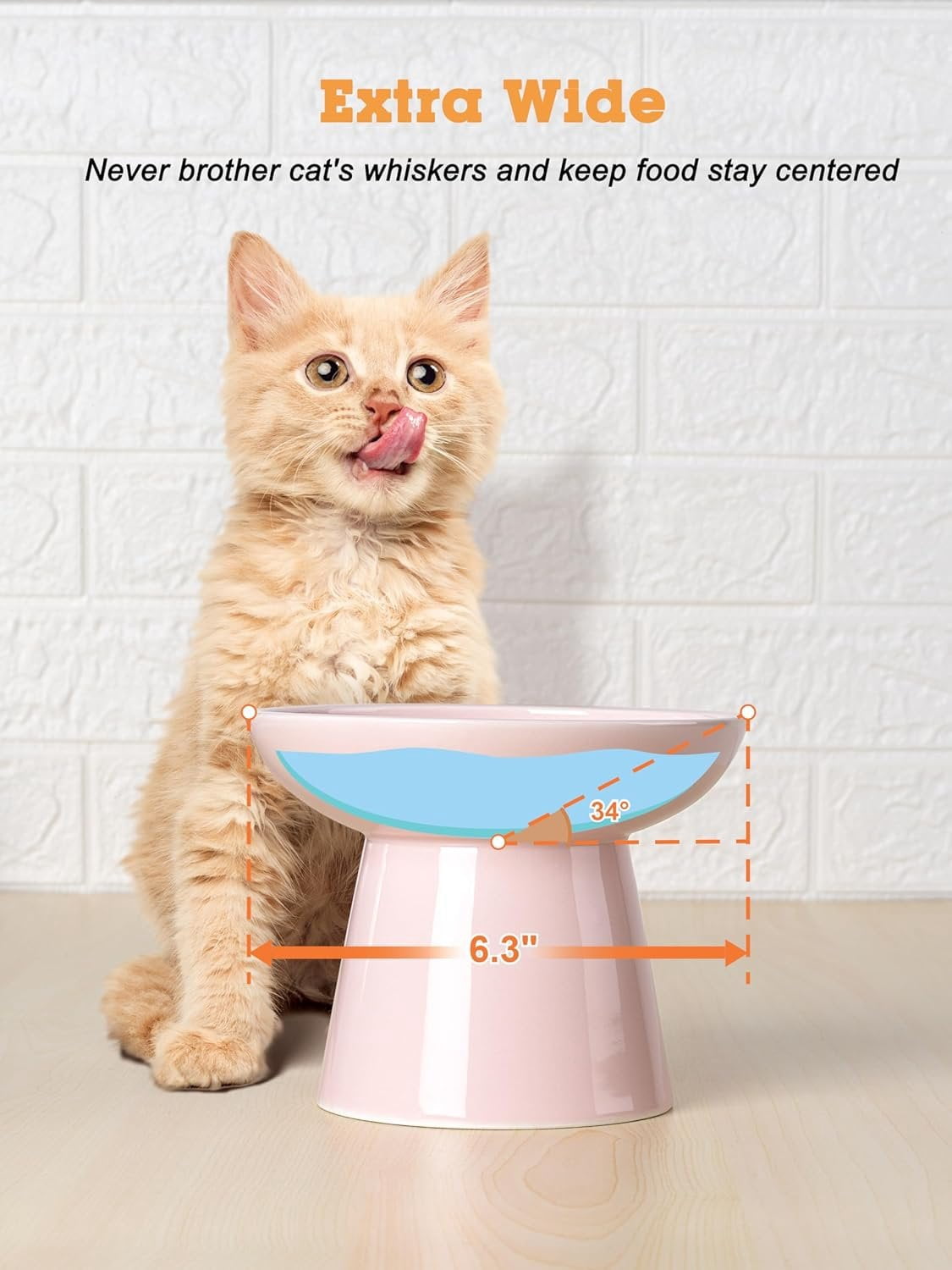 Elevated   and Water Bowls Set, Extra Wide and Raised Ceramic Feeder, Anti-Vomit -Free  Feeding Bowl for Kittens Adult Cats Small Dogs (, Bowl Set)