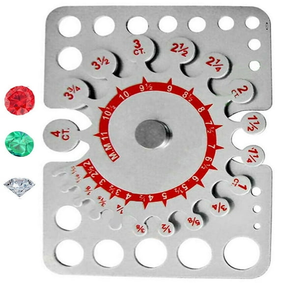 Diamond Weight gauge K & B Estimator Carat MM Size Birthstone chart Jewelry