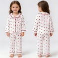 thumbnail image 2 of Toddler Boys Pajama Sets Matching Valentines Day Pajamas Long Sleeve Heart Print Button Down Loungewear Size 12-18 Months Girls Pajamas, 2 of 9