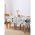 thumbnail image 3 of Video Game Rectangle Tablecloth, Black White Game Controller Monochrome Waterproof & StainResistant Tablecloth, Washable Oil-proof Table Cover for Dining/Party/Wedding/Camping/Buffet 60x120 In, 3 of 9