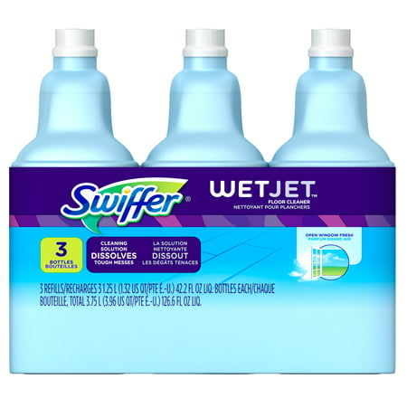 Swiffer WetJet Multi-Purpose Open Window Fresh Scent Floor Cleaner Solution Refill, 3 (Best Wet Dry Floor Cleaner)