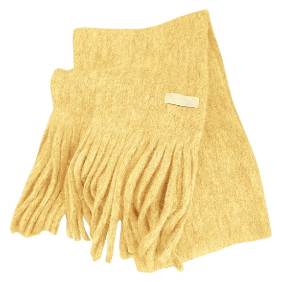 HJYCHN Scarf for Women Soft Blend Knit Scarf Elegant Long Fringe Winter Wrap Soft Warm Everyday Women's Fashion Scarves Yellow One Size