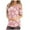 Pink, variant on Women's Cold-Shoulder Daisy Print Top - 3/4 Sleeve Casual Blouse, Playful for Picnics & Events
