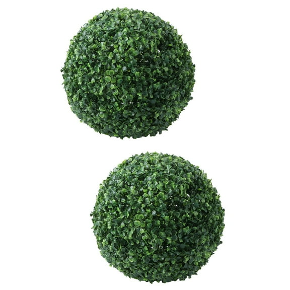 Hemoton 2pcs Artificial Topiary Decorative Boxwood Balls Green Grass Spheres for Backyard Balcony Garden Restaurant Valentines Day Wedding 36cm
