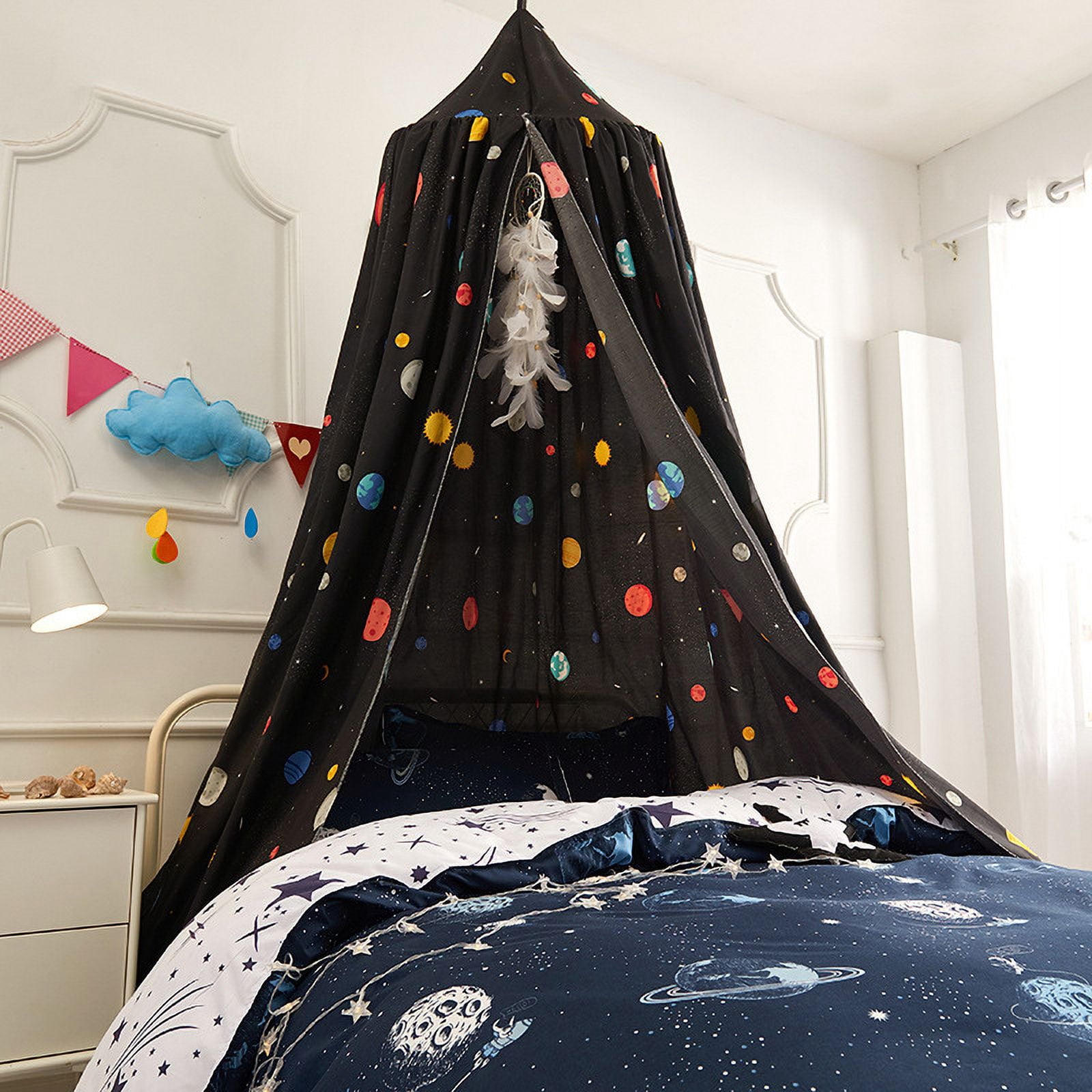 Qhkie Dreamy Girls' Bed Canopy, Cute Room Decor, Soft and Durable Tent Canopy for Kids, Fits Single, Twin, Full Beds, 65×270×400cm, 1Pcs