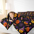 thumbnail image 3 of Feelyou Halloween Witch Hat Pumpkin Twin Bedding, Spooky Spider Bat Bedding Comforter Set, Black, Black Reversible, 7pcs, 3 of 7