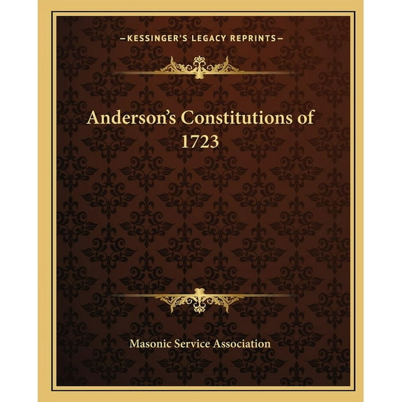 Anderson's Constitutions of 1723, (Paperback)