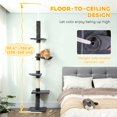 thumbnail image 3 of 8.5ft Dark Grey Cat Climbing Tree - 5-Tier Activity Center with Scratching Post for Living Room & Bedroom Play, 3 of 7
