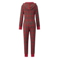 thumbnail image 3 of Family Matching Christmas Pajamas Plaid Hooded Long Sleeve Jumpsuit One Piece Sleepwear with Dog, 3 of 10