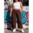 thumbnail image 7 of Gleelist Women's Plus Size Wide Leg Pants Lightweight Casual High Waist Side Slit Flowy Lounge Trouser With Pockets XL-5XL, 7 of 7