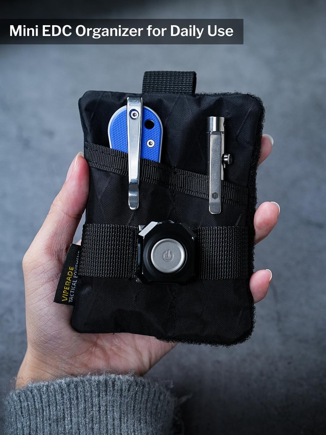 VIPERADE VE15 Small EDC Pouch, Pocket Organizer, EDC Pocket Pouch with DIY Patches Area, EDC Pocket Organizer Wallet for Cards, Small Tool Pouch for EDC Gears