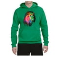 thumbnail image 2 of Lion Paint Art Splatter Abstract Art Animal Lover Unisex Graphic Hoodie Sweatshirt, Kelly, Large, 2 of 3
