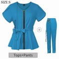 thumbnail image 3 of Women Scrubs Set, Zipper Collar Clothes Medical Uniforms Nurse Workwear Nurse Waiter Role, 3 of 7