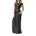 thumbnail image 4 of Robe Décontractée pour Femmes Femmes Col Rond Décontractée Poches Manches Courtes Robe Longueur au Sol Robe Ample de Soirée Vêtements pour Femmes G Beige, 4 of 6