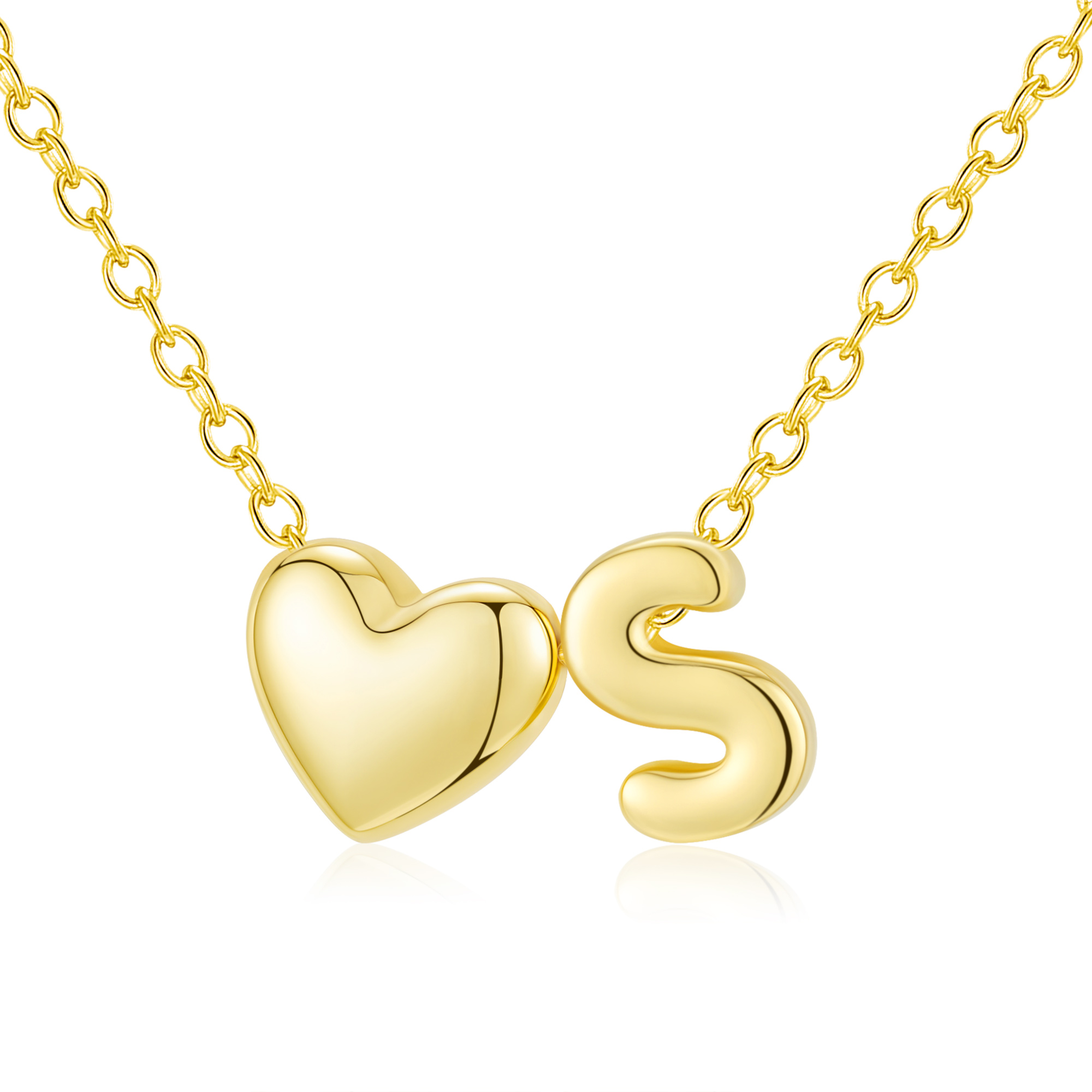 APSVO 18K Gold Plated Heart Initial Letter S Necklace photo 1