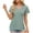 Green, variant on Lovskoo Womens 2024 Summer Tops Trendy Solid Color Eyelet Short Sleeve Blouse V Neck T-Shirt Tops Hot Pink