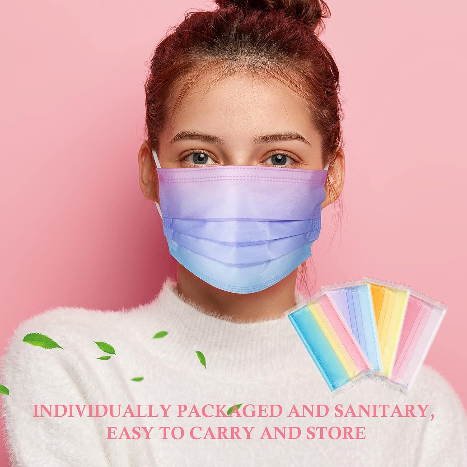 Disposable Cute Face Masks for Adults Women Men, Breathable Mask with Elastic Earloop, Full Face Protection