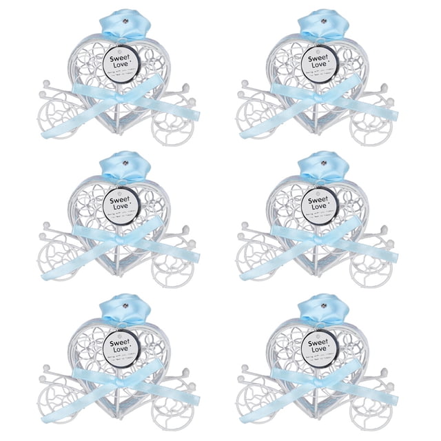 6pcs Iron Heart Shape Candy Box Chocolates Can Ornamnet Gift Jar Decoration for Wedding PartyBlue