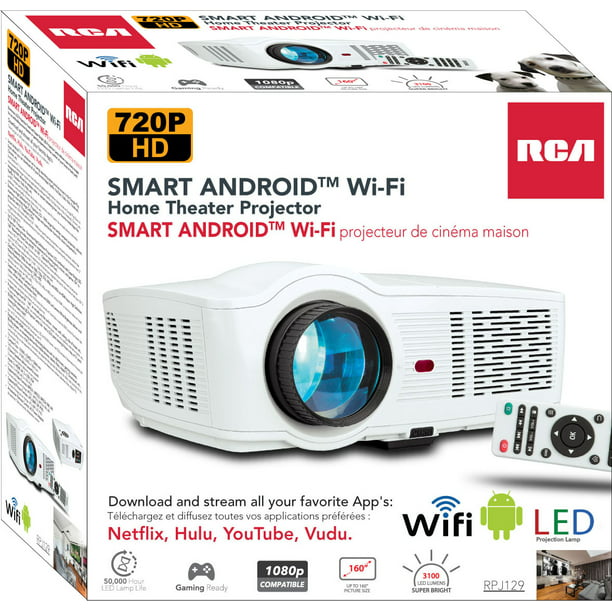 RCA RPJ129 Smart Wi-Fi LED Home Theater Projector, 720p
